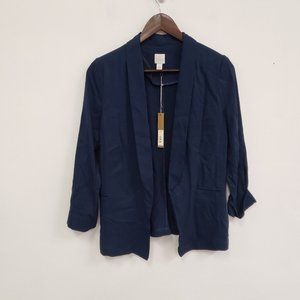 Lauren Conrad Womens Open Blazer Size 2 Blue Office Rayon Comfort Cardigan Work